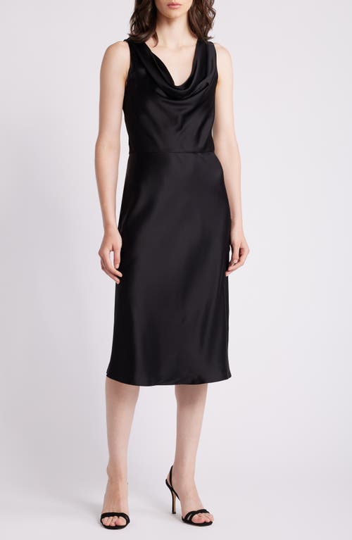 Shop Hugo Boss Boss Dawida Cowl Neck Satin Midi Dress In Black