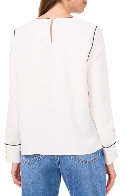 Vince Camuto Women's Piped Long-sleeve Top In New Ivory