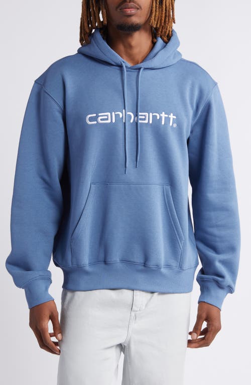 Carhartt Work In Progress Logo Embroidered Hoodie in Sorrent White 