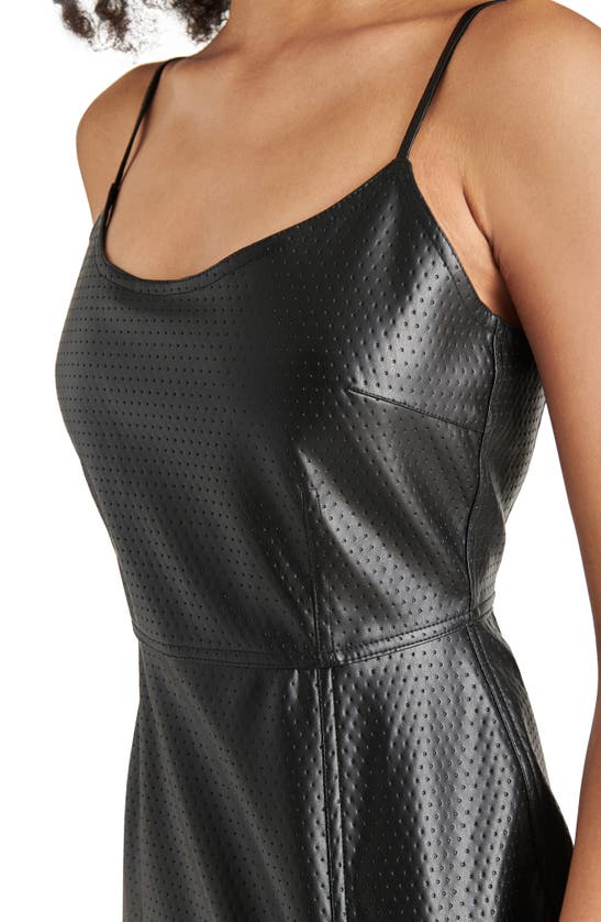 Shop Steve Madden Giselle Perforated Faux Leather Dress In Black