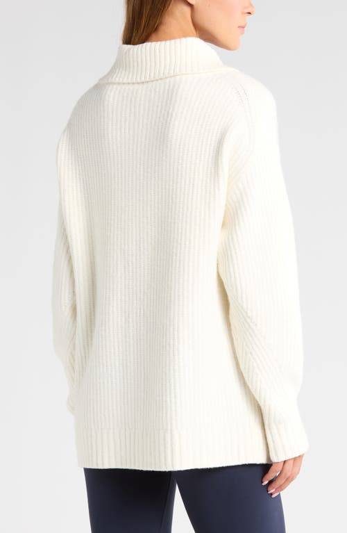 Zella Cozy Knit Zip-up Cardigan In Ivory Egret