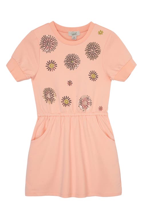 Peek Aren'T You Curious Kids' Colored Circles Sequin Cotton Blend Dress in Peach