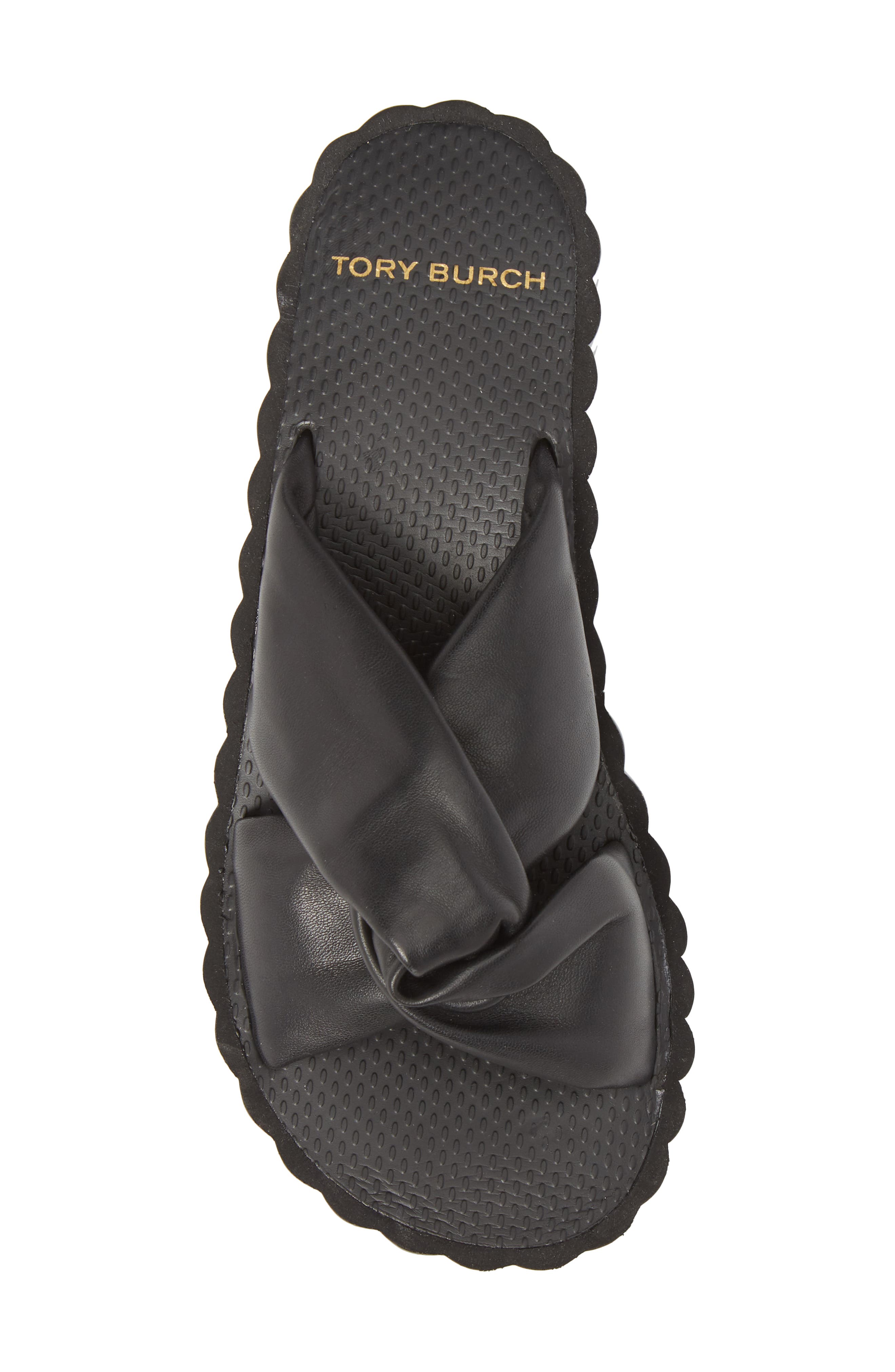 tory burch knotted scallop wedge slide