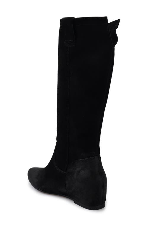 Zigi Hidden Wedge Boot In Black Suede