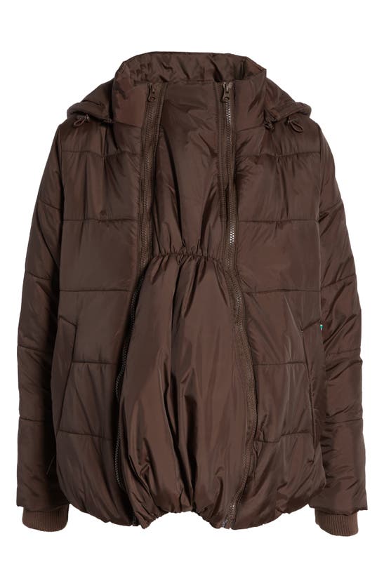 Modern Eternity Leia 3-in-1 Water Resistant Maternity/nursing Puffer Jacket With Removable Hood In Dark Chocolate