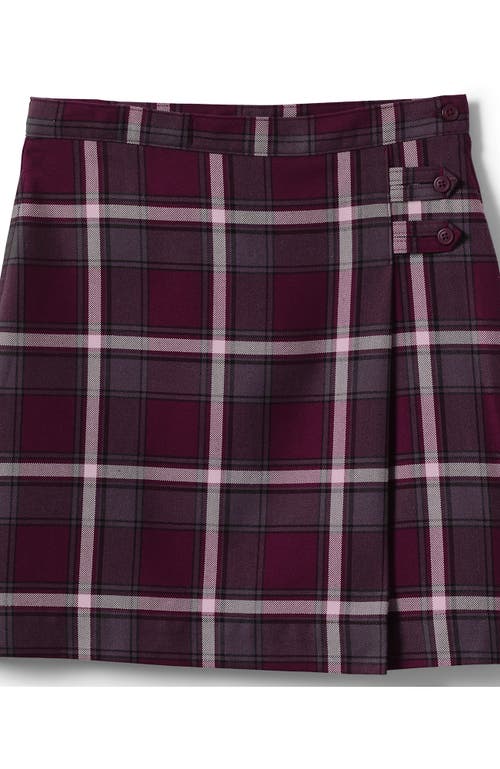 Shop Lands' End School Uniform Girls Plus Plaid A-line Skirt Below The Knee In Burgundy/gray Plaid