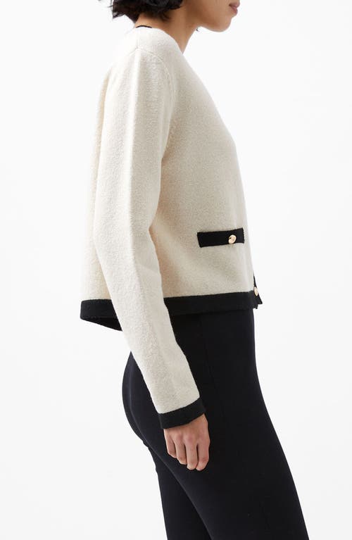 Shop French Connection Vhari Contrast Trim Cardigan In Clssic Cream Black