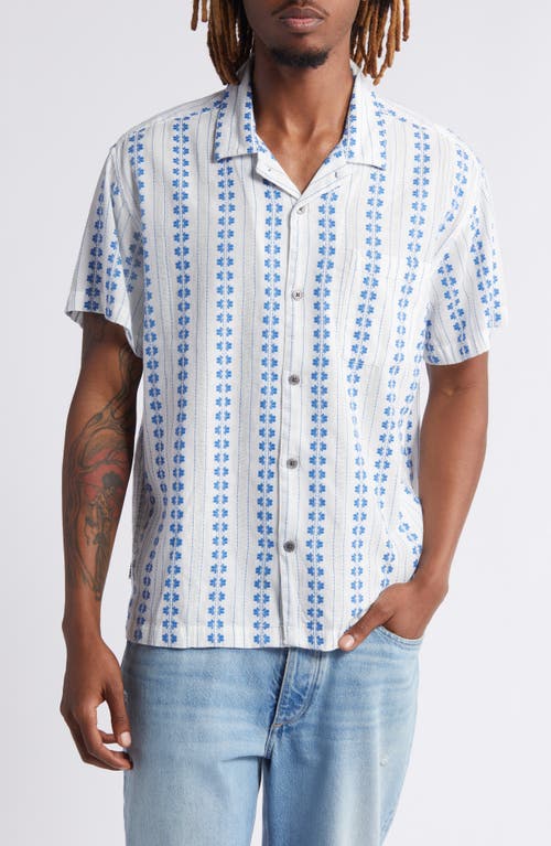 Obey Harmony Floral Stripe Camp Shirt White Multi at Nordstrom,