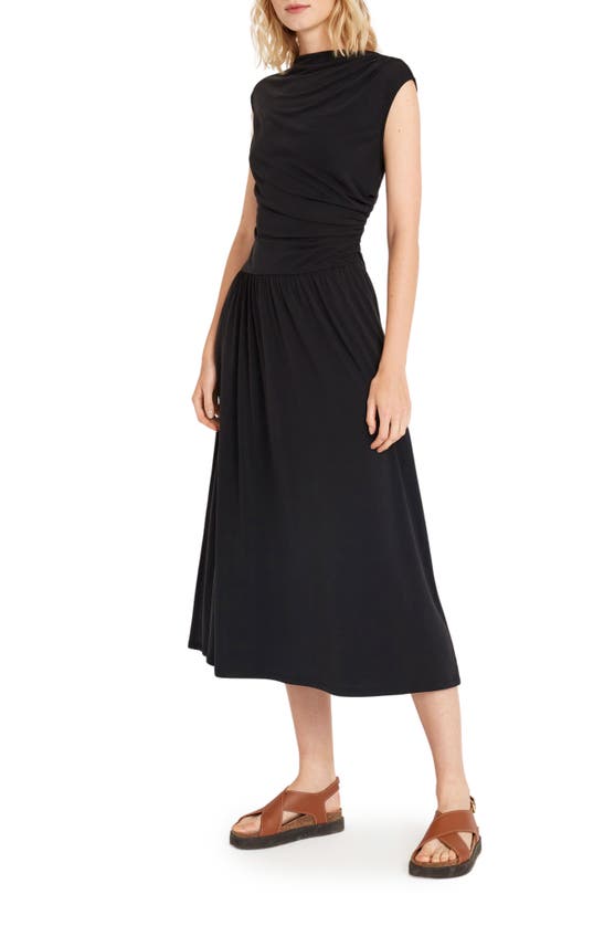 Shop Luxely River Ruched Midi Dress In Black