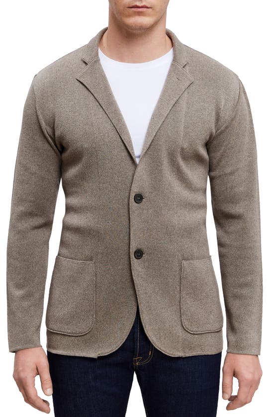 Shop Emanuel Berg Notched Lapel Medium Beige Premium Merino Wool Cardigan