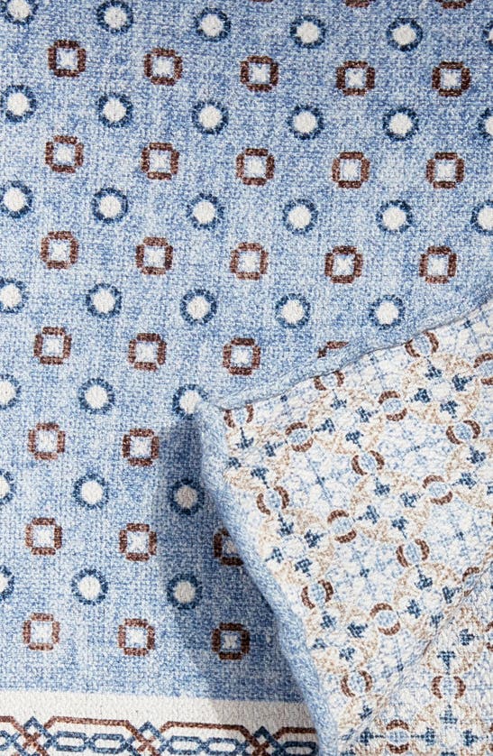 Shop Edward Armah Neat & Arabesque Prints Reversible Silk Pocket Square In Lite Blue