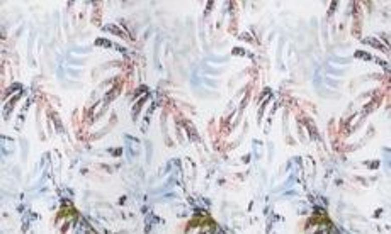 Bugatchi Miles Ooohcotton® Leaf Print Short Sleeve Button-up Shirt In Air Blue