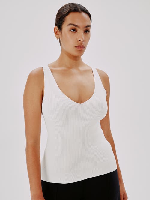 Another Tomorrow Ribbed-knit Tank Top In White