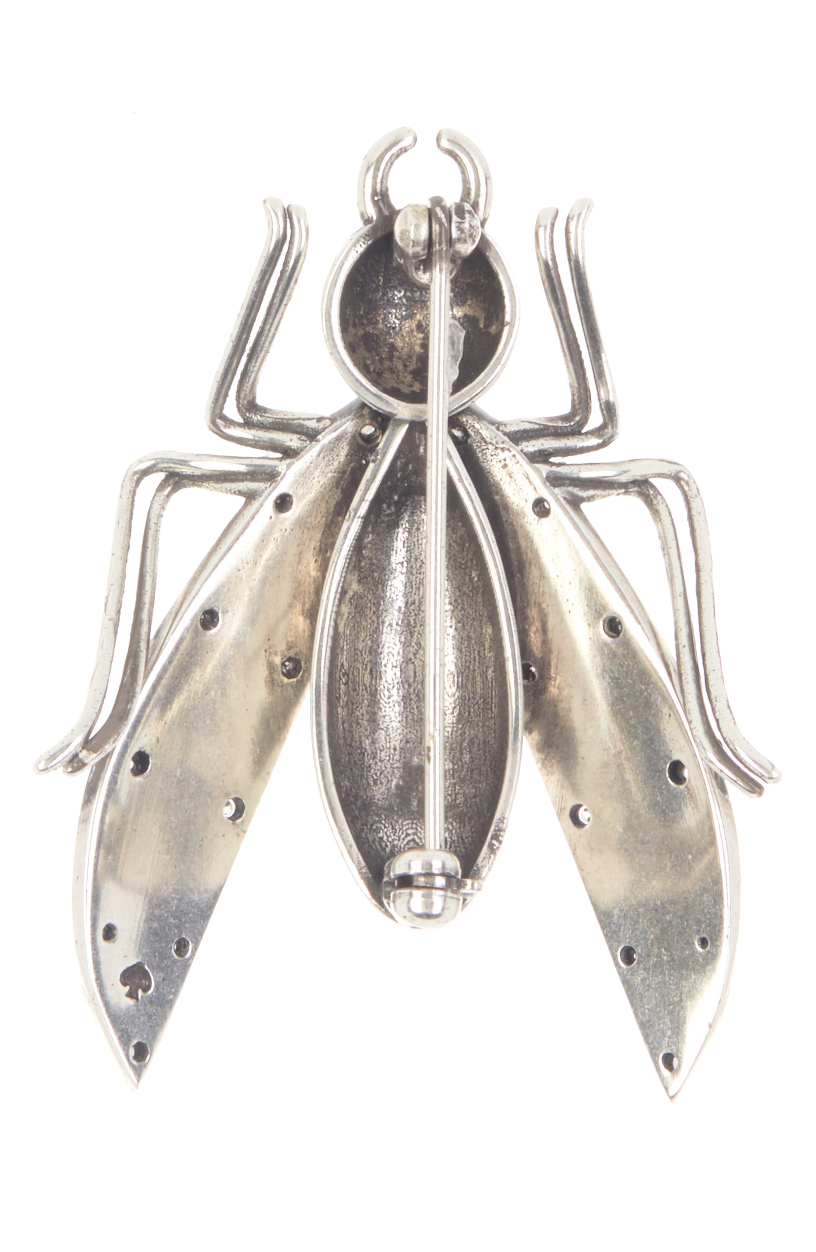 Kate Spade Imitation Pearl Bug Brooch In Wornsilver