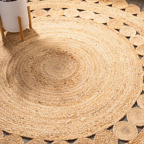 Jonathan Y Bodhi Round Natural Jute Hippie Circle Natural Round Area Rug In Natural