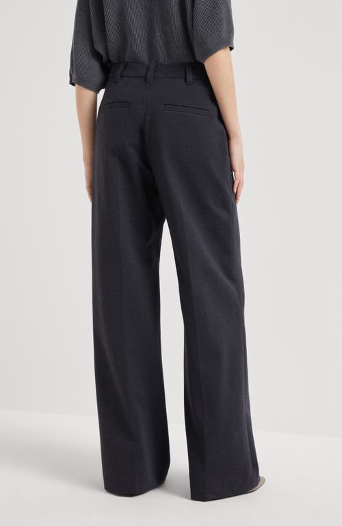 Shop Brunello Cucinelli Loose Flared Trousers In Anthracite