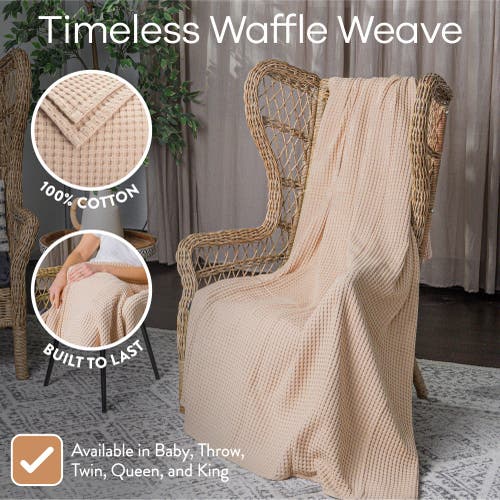 Comfy Cubs Adult Waffle Blanket In Blush
