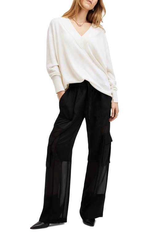 Allsaints Womens Chalk White Wasson Pirate-wear Merino-wool Cardigan In Chalk White