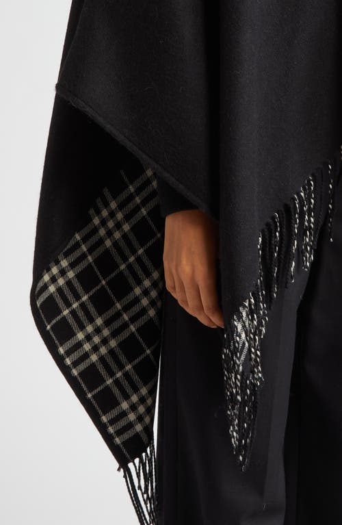 Burberry Reversible Open Front Wool Cape In Black/calico Ip Chk