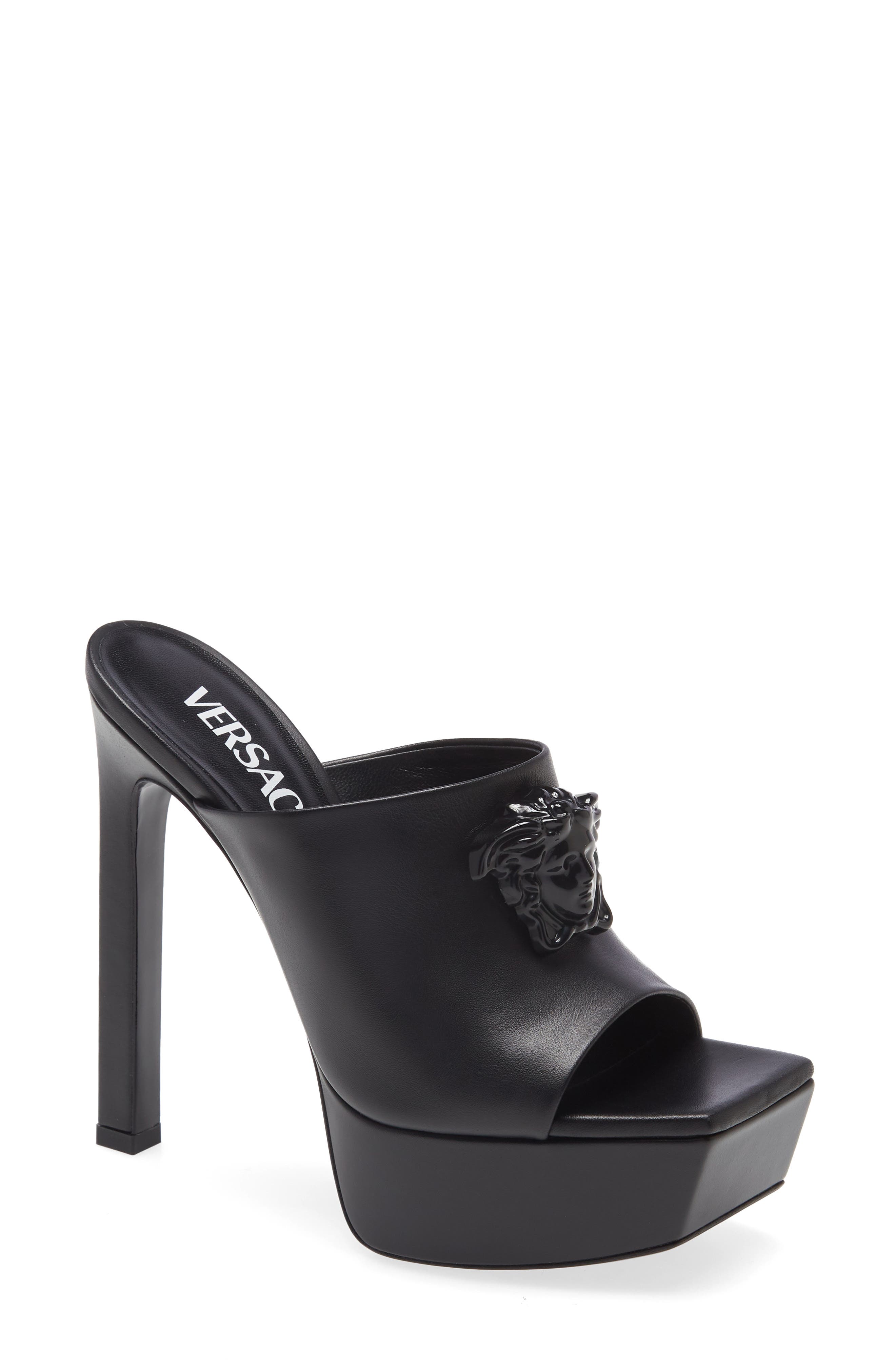 Versace Medusa Platform Slide Sandal in Black Black at Nordstrom, Size 6Us