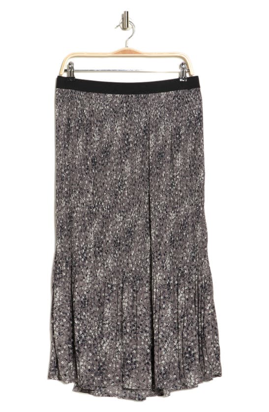 Adrianna Papell Woven Print Release Print Midi Skirt In Slate Wave Ditsy