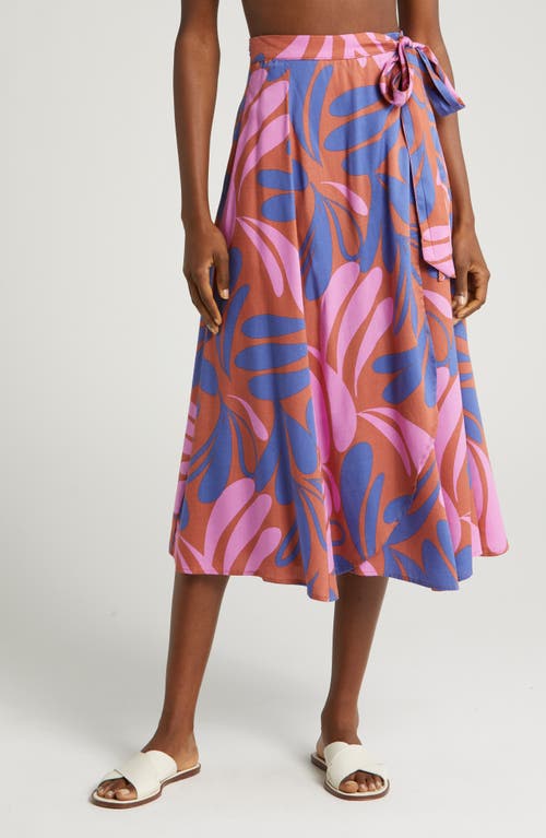 Valencia Floral Organic Cotton Wrap Skirt in Auburn Abstract Floral