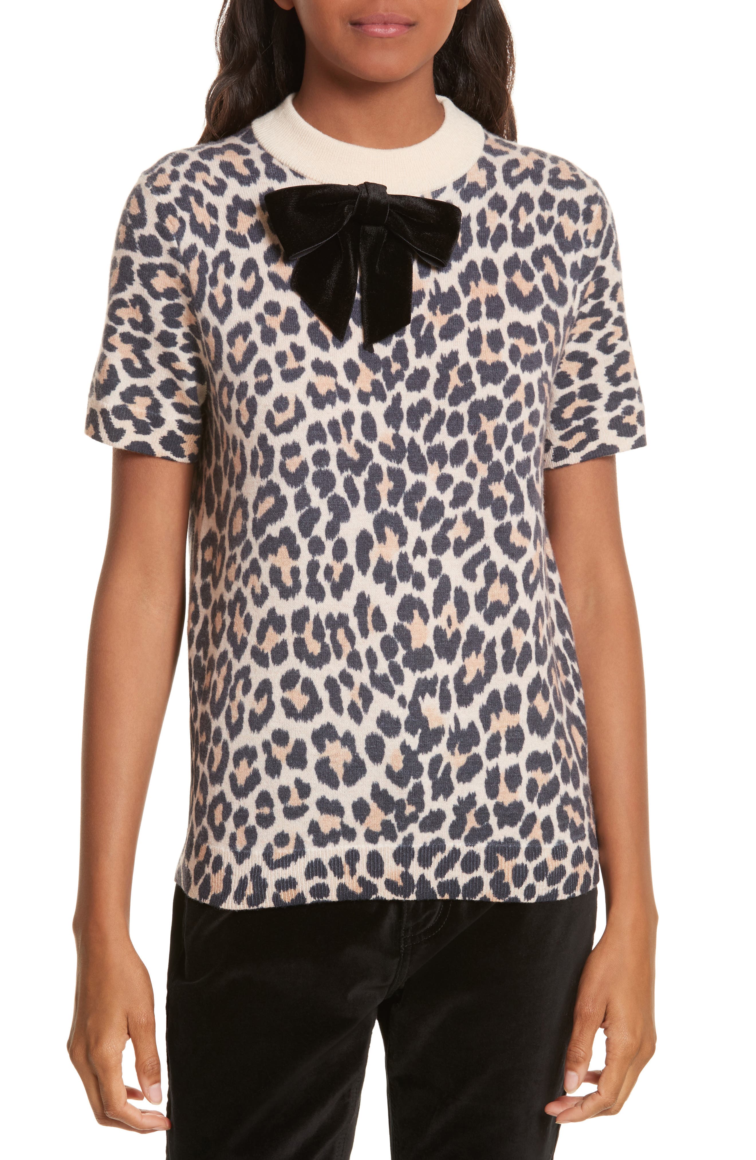 Kate Spade New York Leopard Velvet Bow Sweater Nordstrom Rack