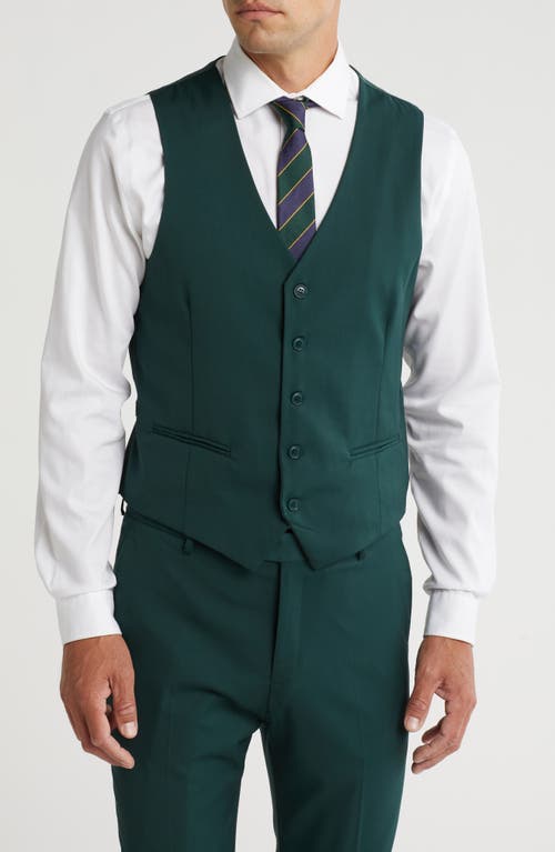 Gino Vitale Skinny Fit Solid Stretch Three Piece Suit In Hunter Green