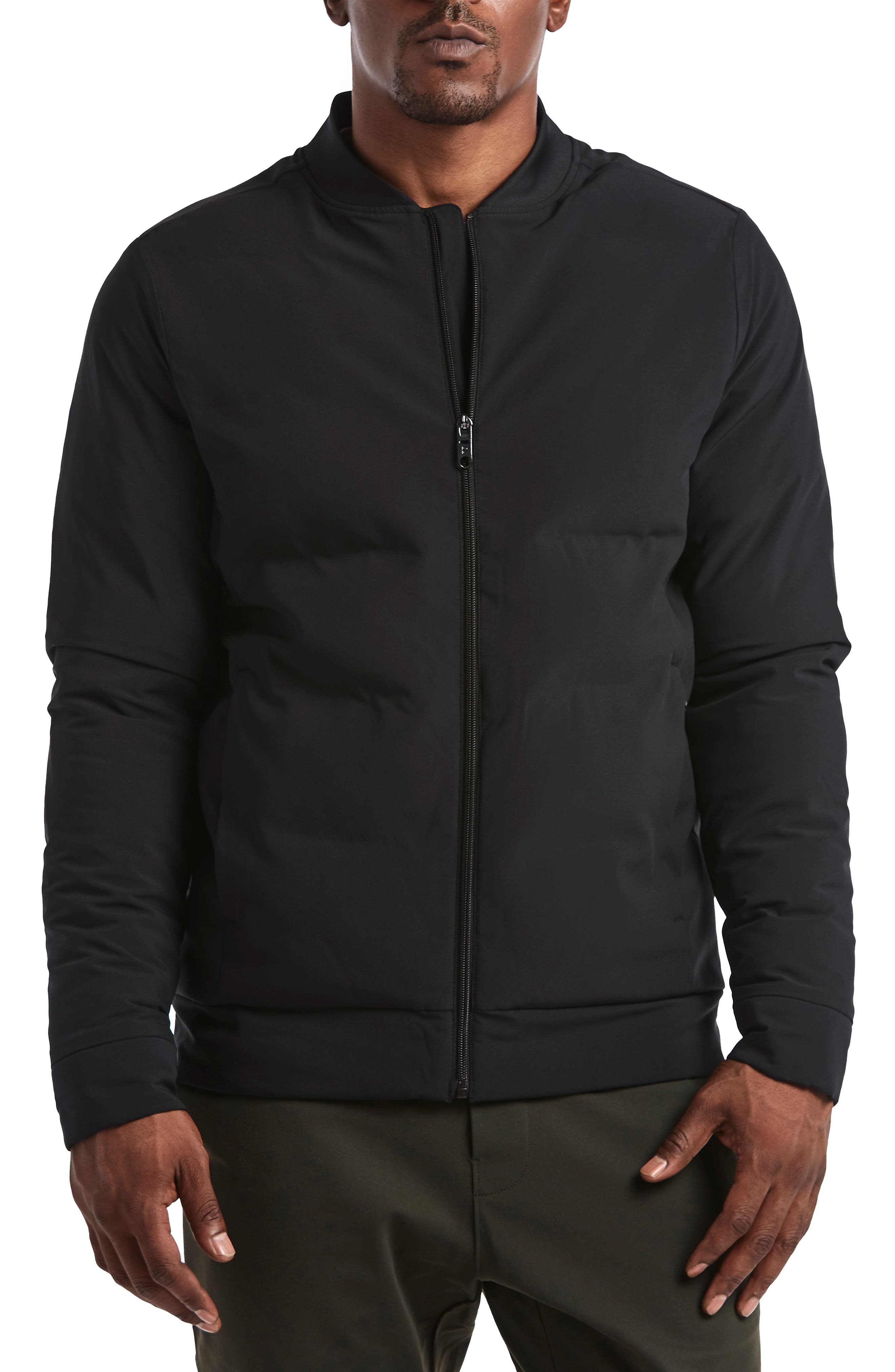 water repellent puffer bomber jacket