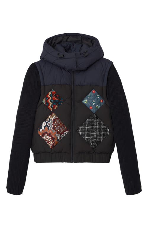 Desigual Padded Combined Vest In Blue
