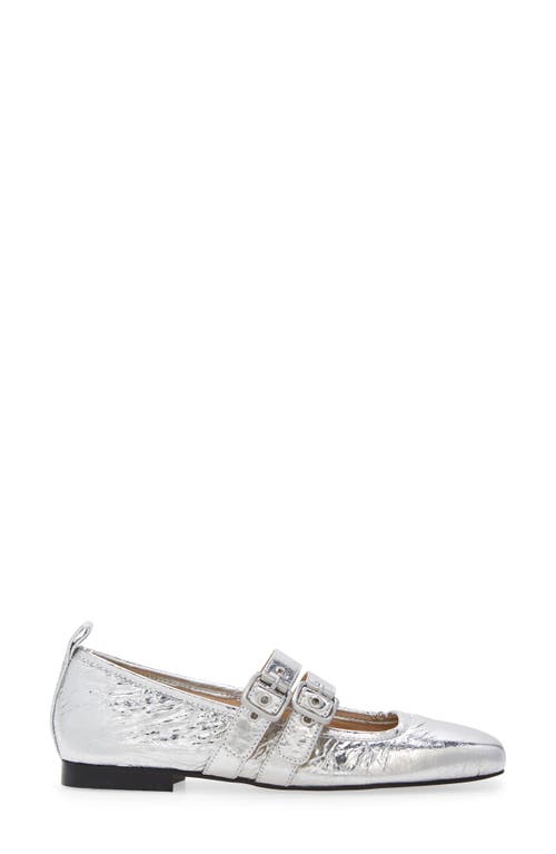 Shop Dolce Vita Ashlyn Mary Jane Flat In Silver Distressed Leather