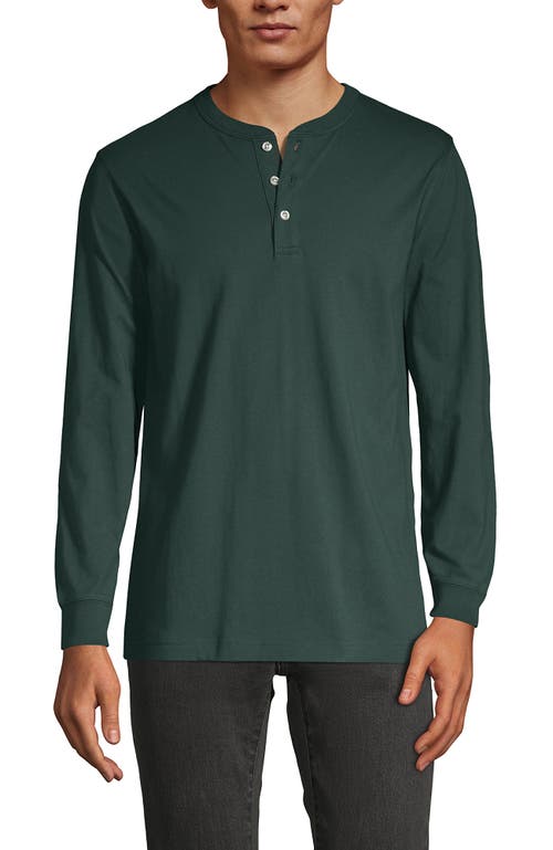 Shop Lands' End Super-t Long Sleeve Henley Shirt In Deep Woodland Green