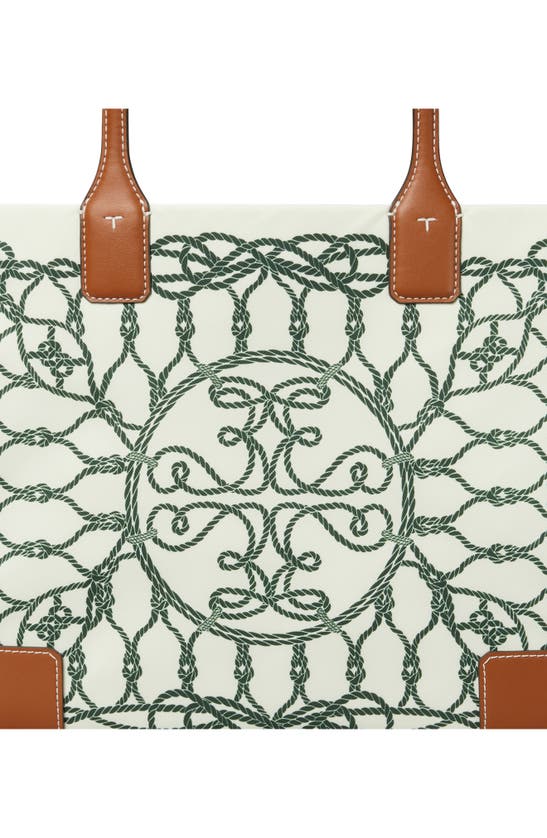 Tory Burch Ella Printed Small Tote In Ivory Abstract Rope