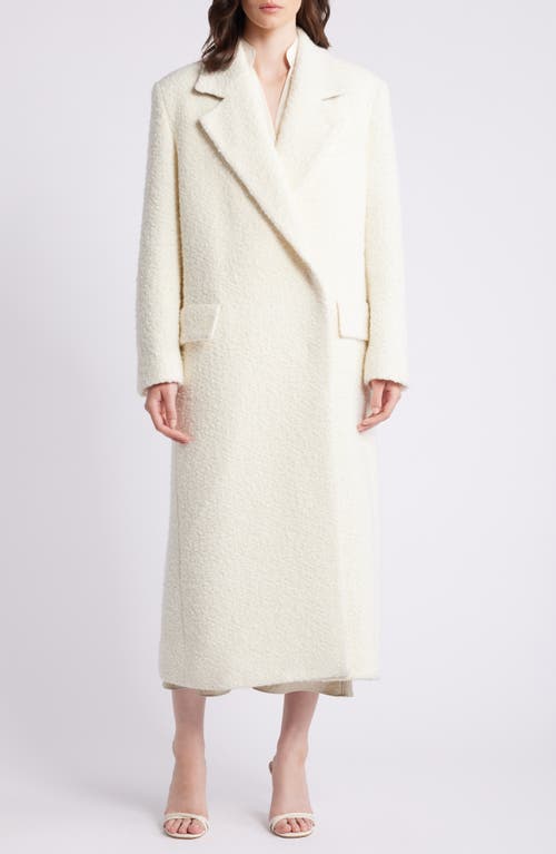 Shop Hugo Boss Boss Bouclé Tweed Longline Coat In Soft Cream