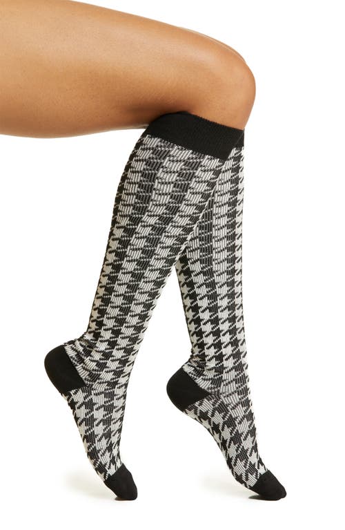 Houndstooth Knee Socks in Black White