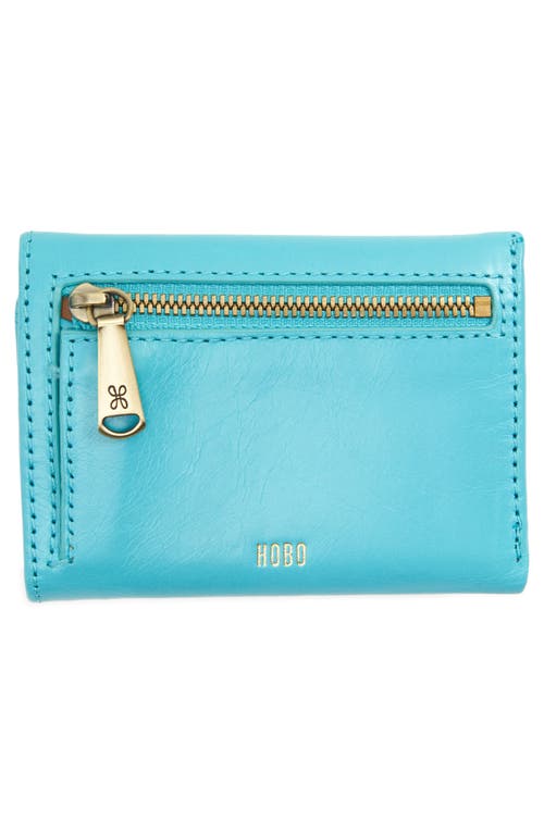 Shop Hobo Mini Jill Leather Trifold Wallet In Light Aqua