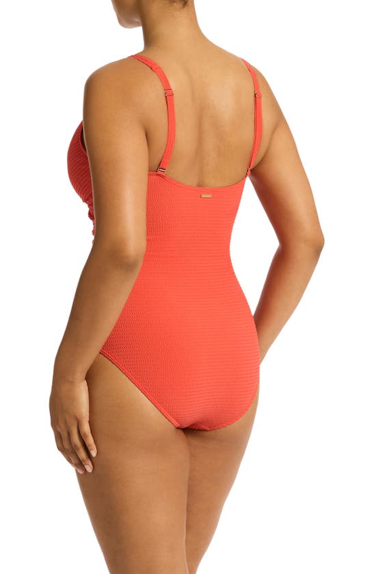 Shop Sea Level Cross Front Multifit One-piece Swimsuit In Flame