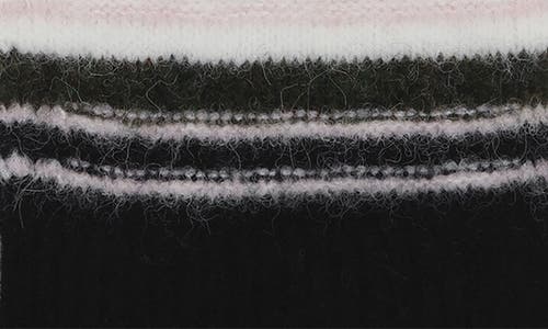 Ganni Striped Soft Wool Scarf In Black