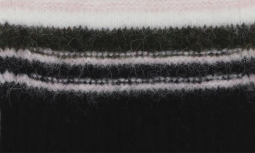 Shop Ganni Stripe Alpaca & Merino Wool Blend Scarf In Black