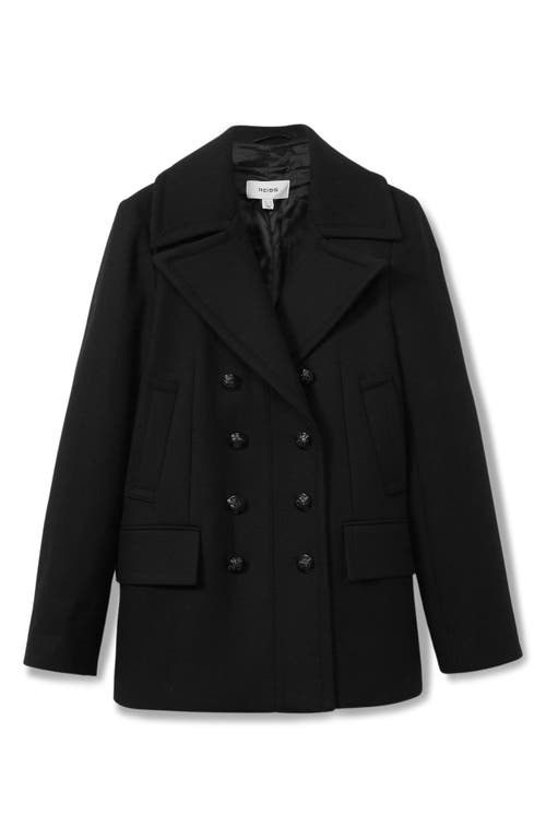 Shop Reiss Lily Double Breasted Wool Blend Coat In Black