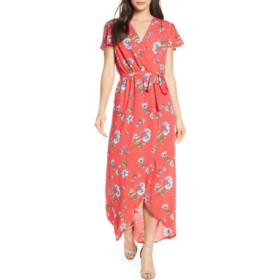 Fraiche By J High/low Faux Wrap Maxi Dress, Red