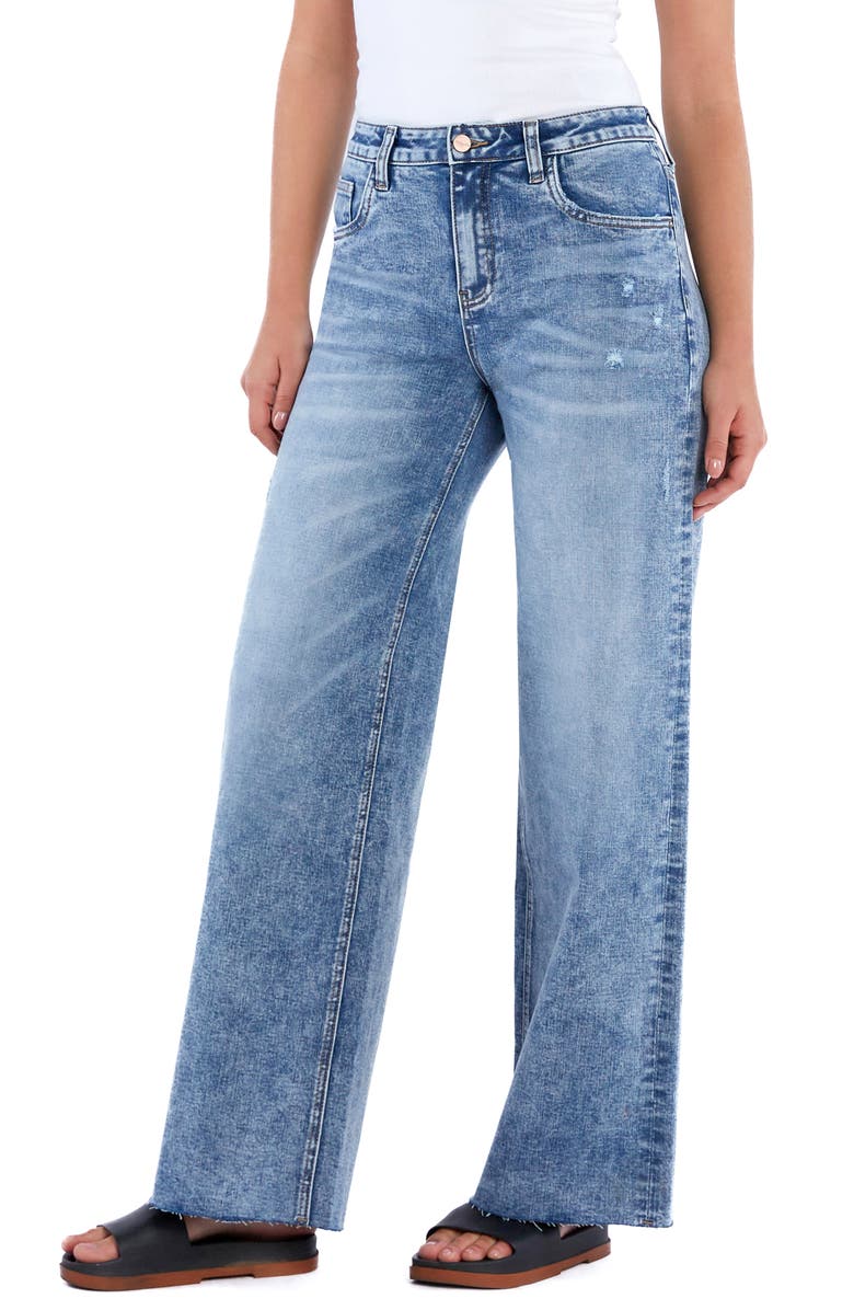 HINT OF BLU Harper Raw Hem Wide Leg Jeans, Alternate, color, Harper Blue