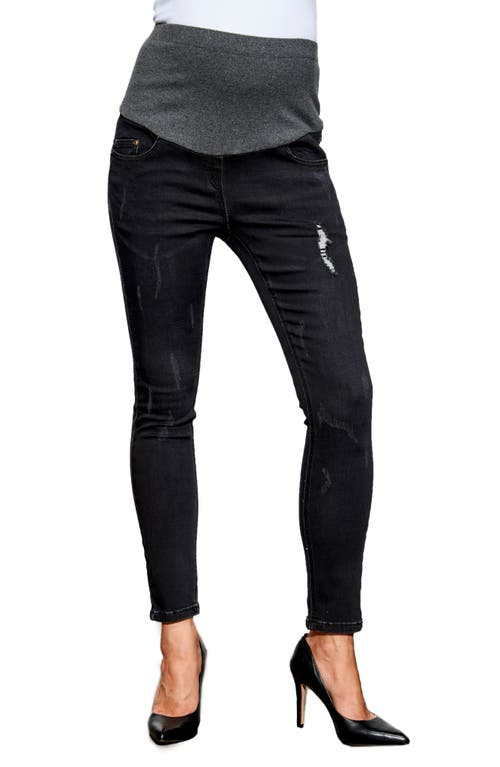 Over the Bump Maternity Ankle Jeans in Dark Grey