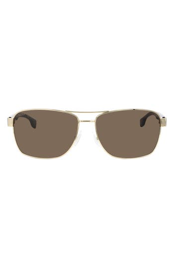 Hugo Boss Boss 60mm Square Sunglasses In Brown Gold