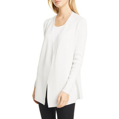 Eileen Fisher Angled Front Silk Blend Cardigan, Beige