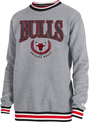 Unisex New Era Heather Gray Chicago Bulls Vintage Throwback Crew Sweatshirt Size: Small