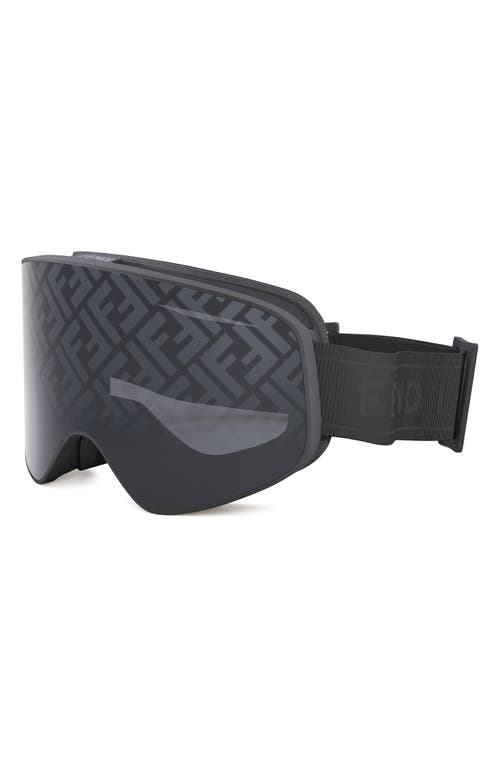 Shop Fendi Ski Mask With Logo Mirrored Lens In Shiny Black/blu Mirror