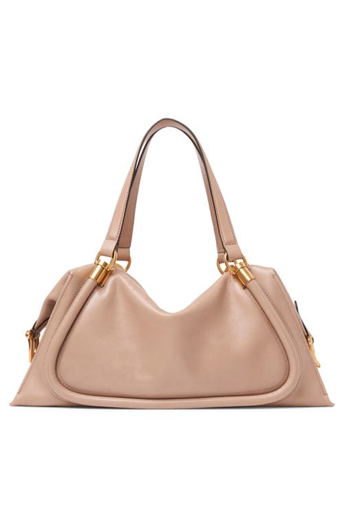 Shop Chloé Large Paraty 24 Leather Shoulder Bag In Deep Beige 28v