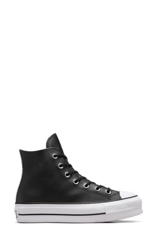 Shop Converse Chuck Taylor® All Star® Lift High Top Leather Sneaker In Black/black/white