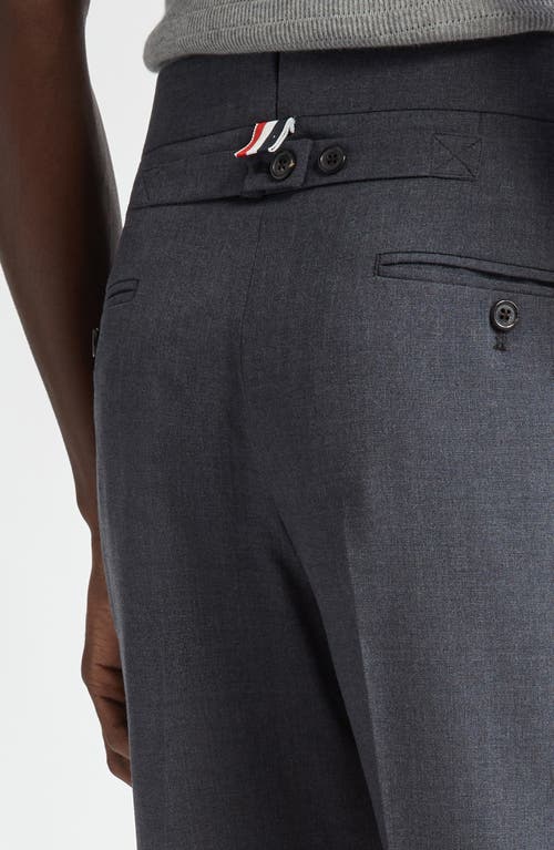 Thom Browne Mid Rise Wool Blend Backstrap Pants In Dark Grey